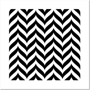 White Chevrons on Black background Posters and Art